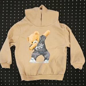 Tan Bear Graphic Kids Hoodie